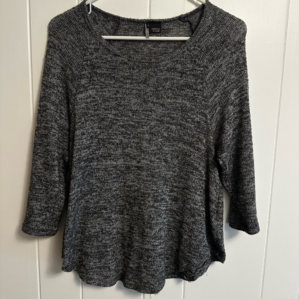 Sparkle & Fade Heathered Gray Scoop Neck Sweater